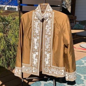 Embroidered Silk Blazer, Size 8, Bloomingdale’s